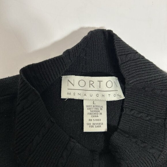 Vtg Norton McNaughton Women Mock Neck Knit Sweater Top Short Sleeve Black Sz L - Picture 4 of 5